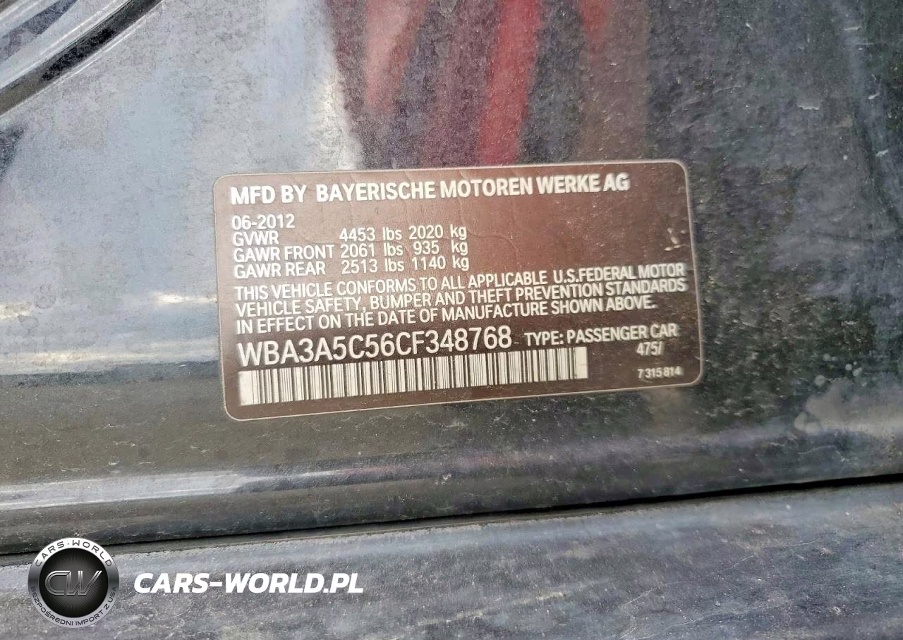 2012 BMW 328 I VIN:WBA3A5C56CF348768 - 12