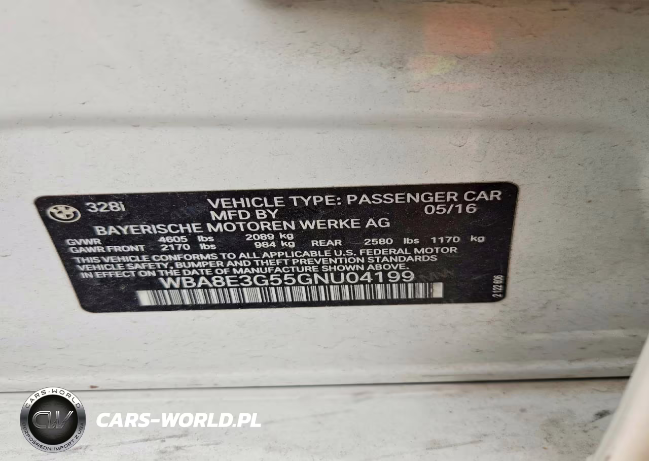 2016 BMW 328 Xi Sulev VIN:WBA8E3G55GNU04199 - 12