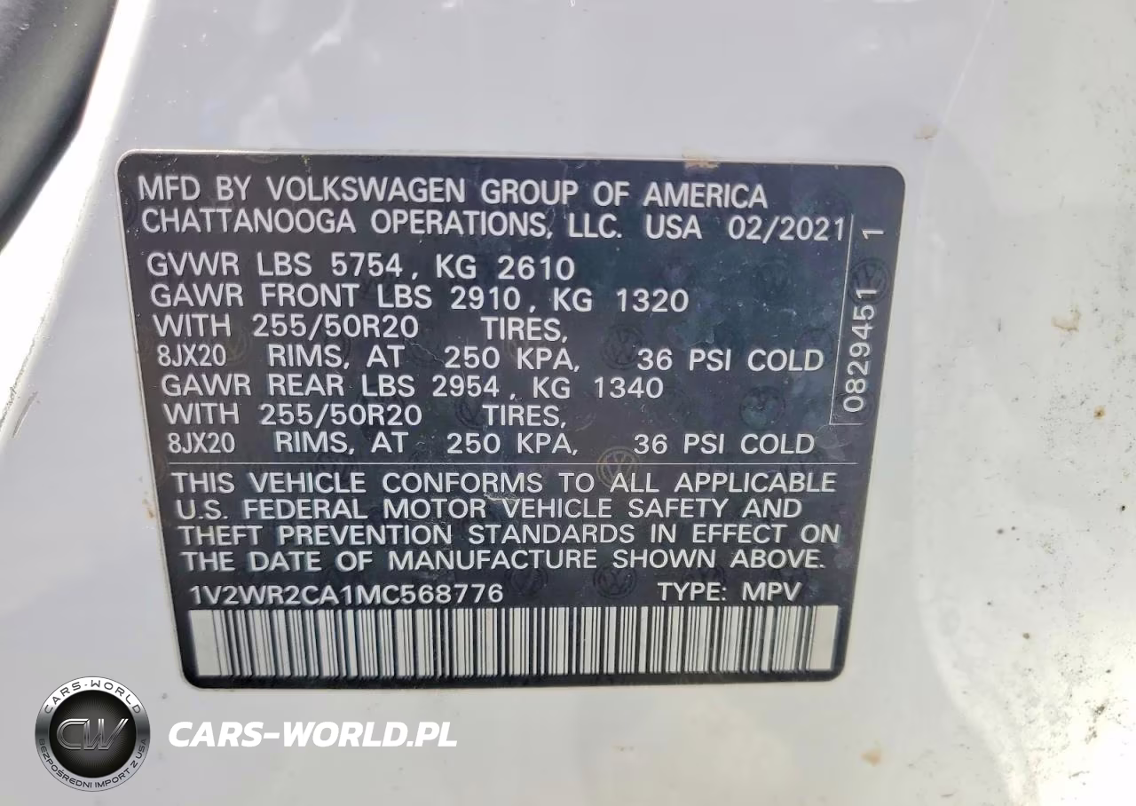 2021 Volkswagen Atlas Se VIN:1V2WR2CA1MC568776 - 13