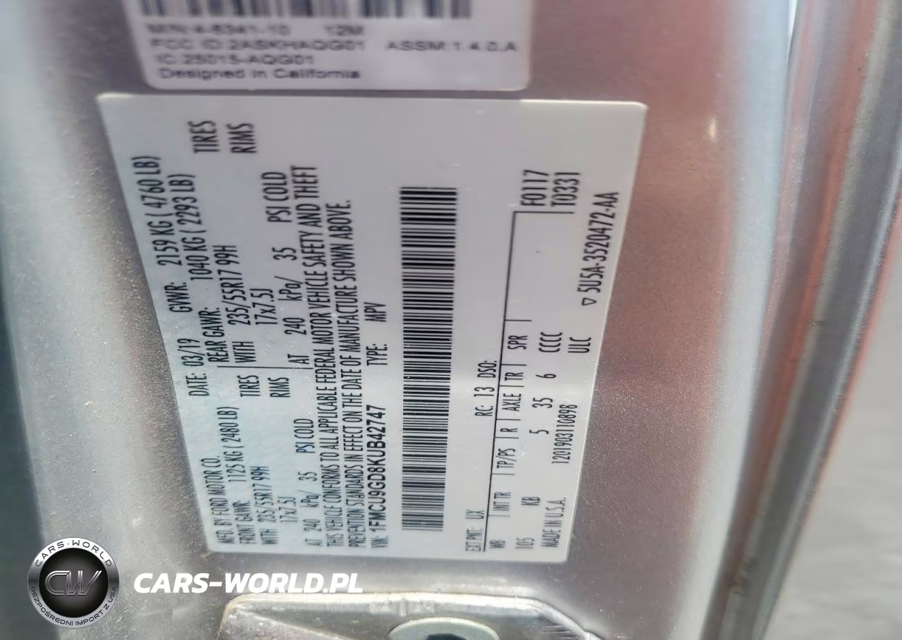 2019 Ford Escape Se VIN:1FMCU9GD8KUB42747 - 13
