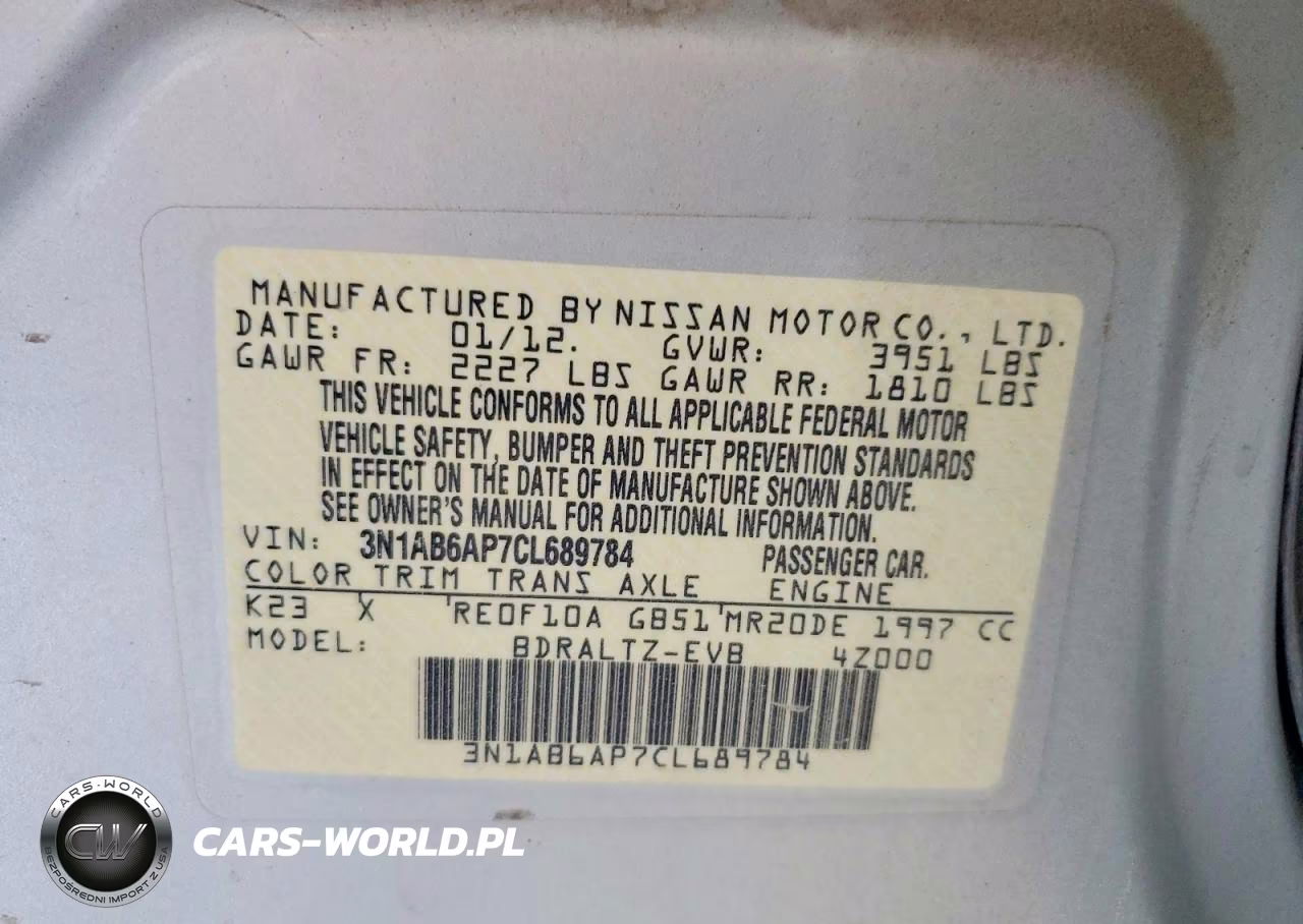 2012 Nissan Sentra 2.0 VIN:3N1AB6AP7CL689784 - 12
