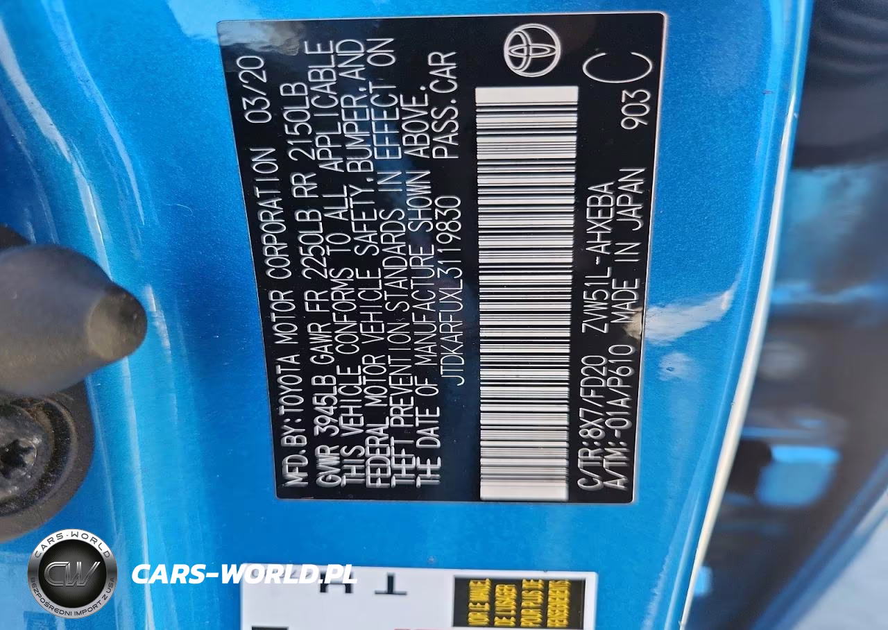 2020 Toyota Prius Le VIN:JTDKARFUXL3119830 - 12