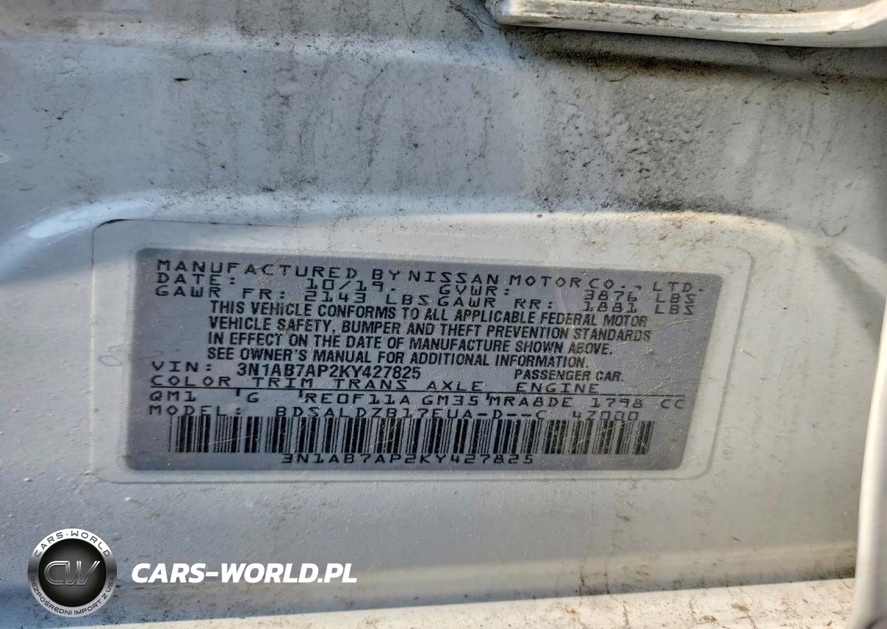 2019 Nissan Sentra Sv VIN:3N1AB7AP2KY427825 - 12