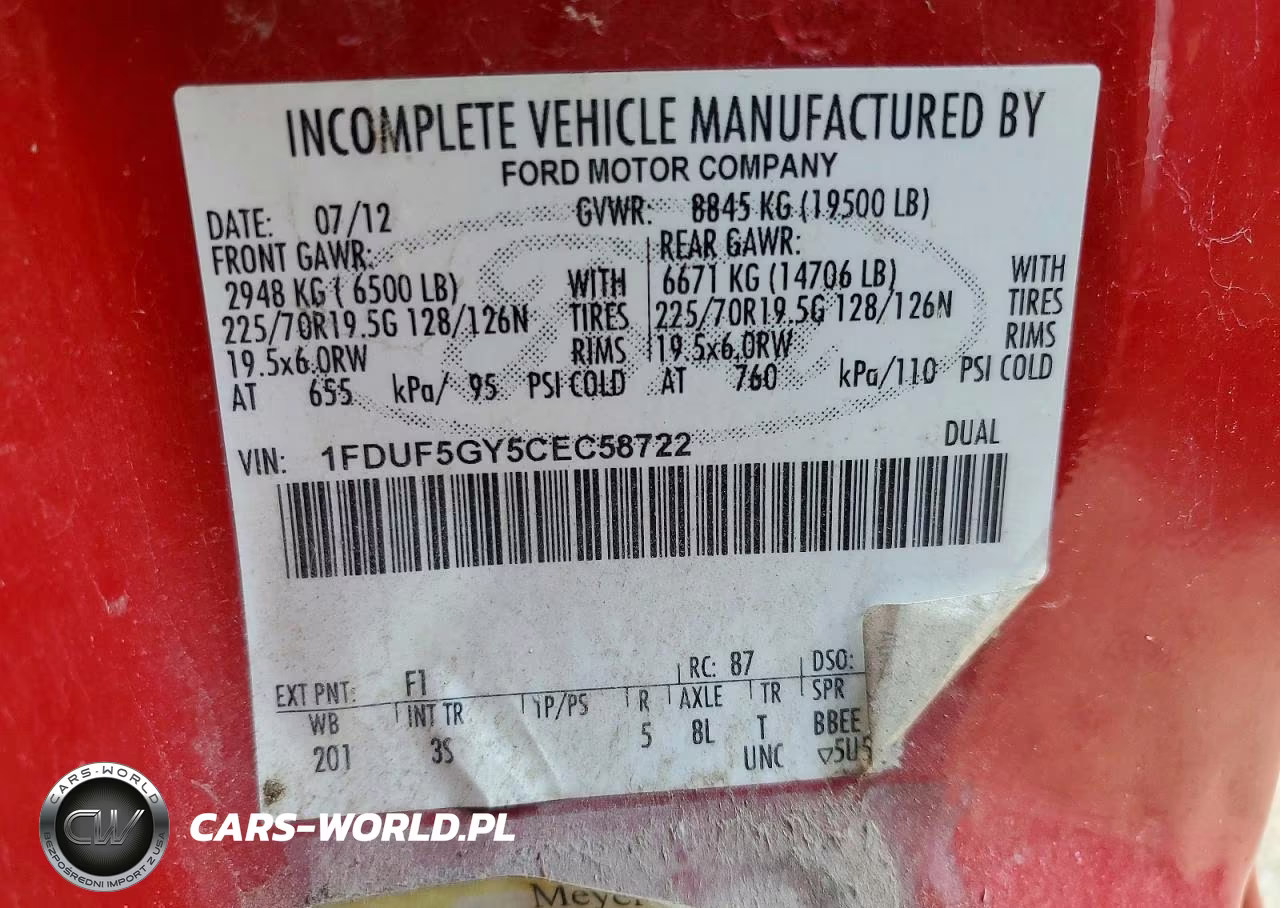 2012 Ford F550 Super Duty VIN:1FDUF5GY5CEC58722 - 14