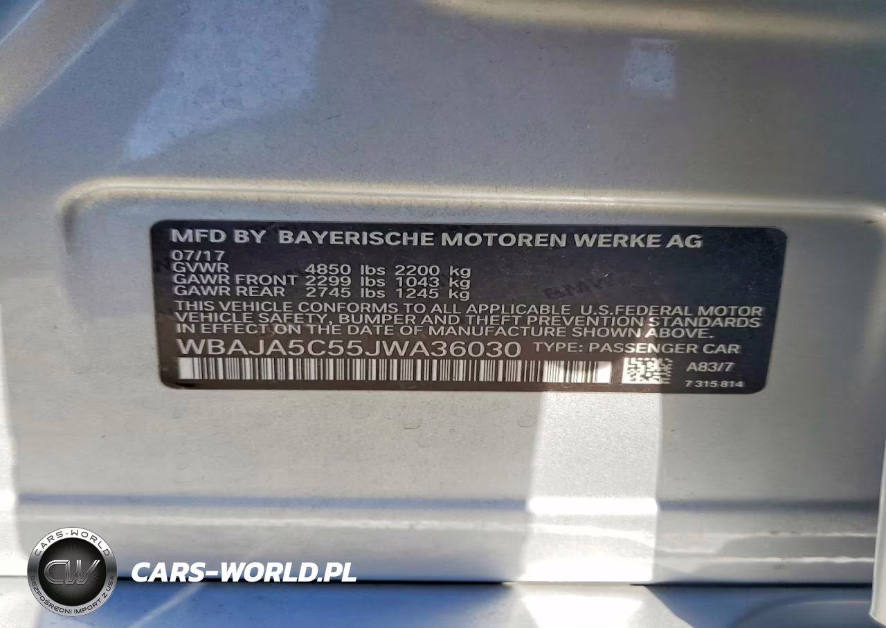 2018 BMW 530 I VIN:WBAJA5C55JWA36030 - 12