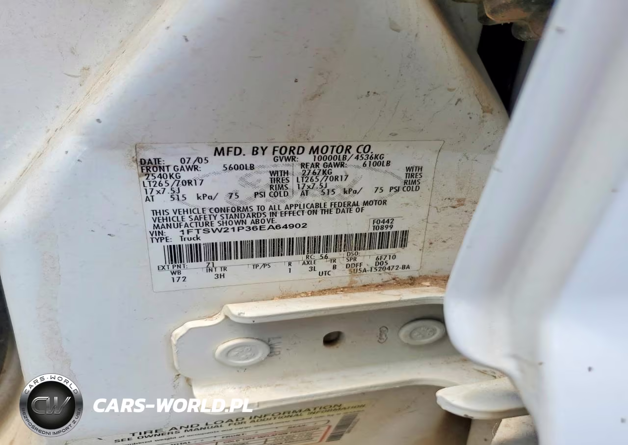 2006 Ford F250 Super Duty VIN:1FTSW21P36EA64902 - 13