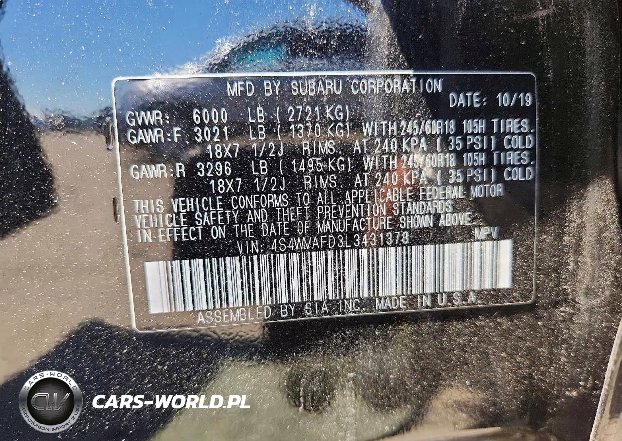 2020 Subaru Ascent Premium VIN:4S4WMAFD3L3431378 - 13