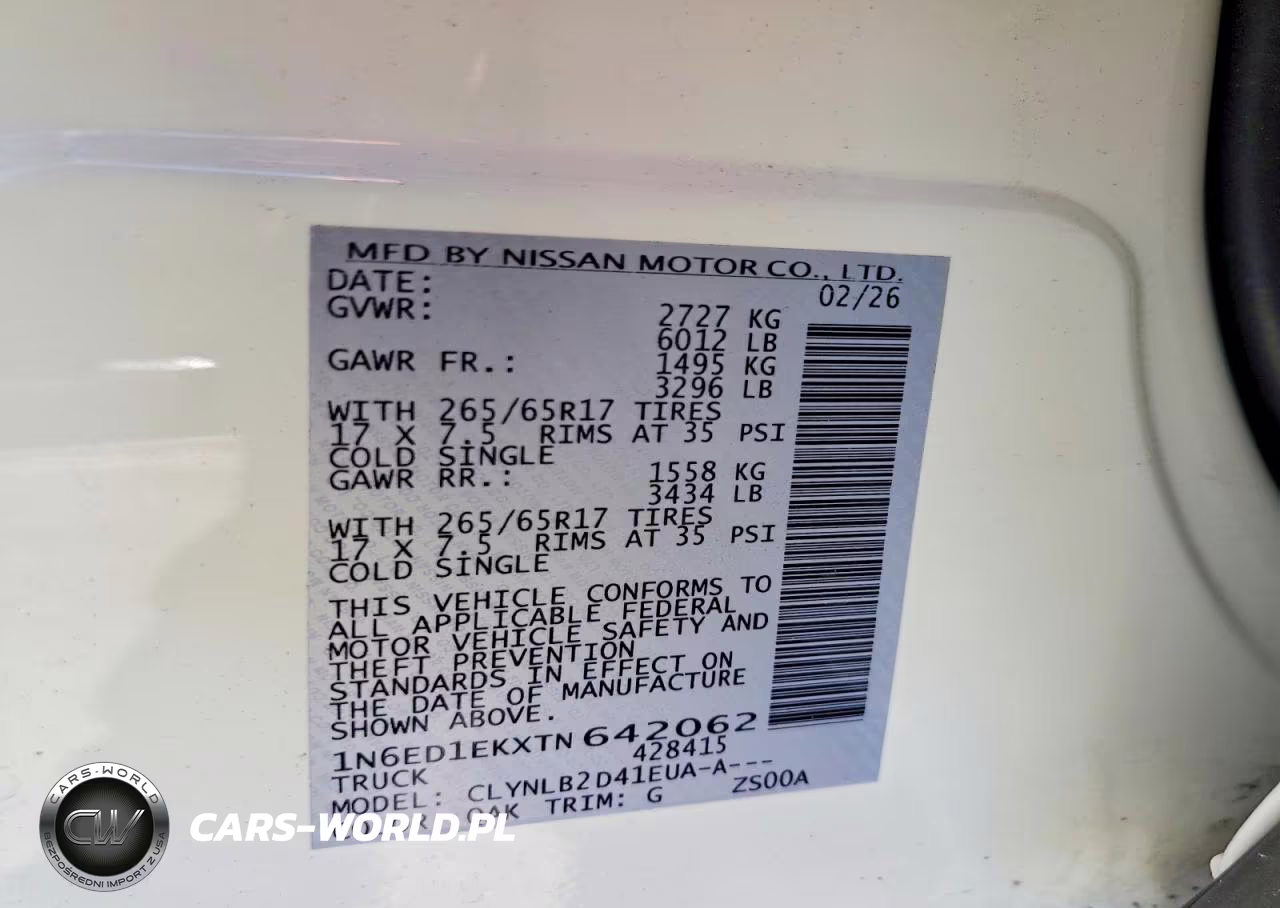 2026 Nissan Frontier Sv VIN:1N6ED1EKXTN642062 - 13