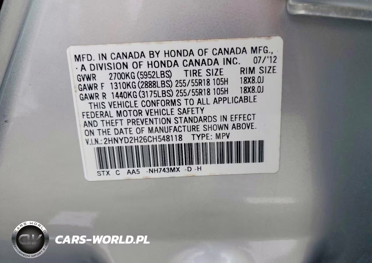 2012 Acura Mdx VIN:2HNYD2H26CH548118 - 13
