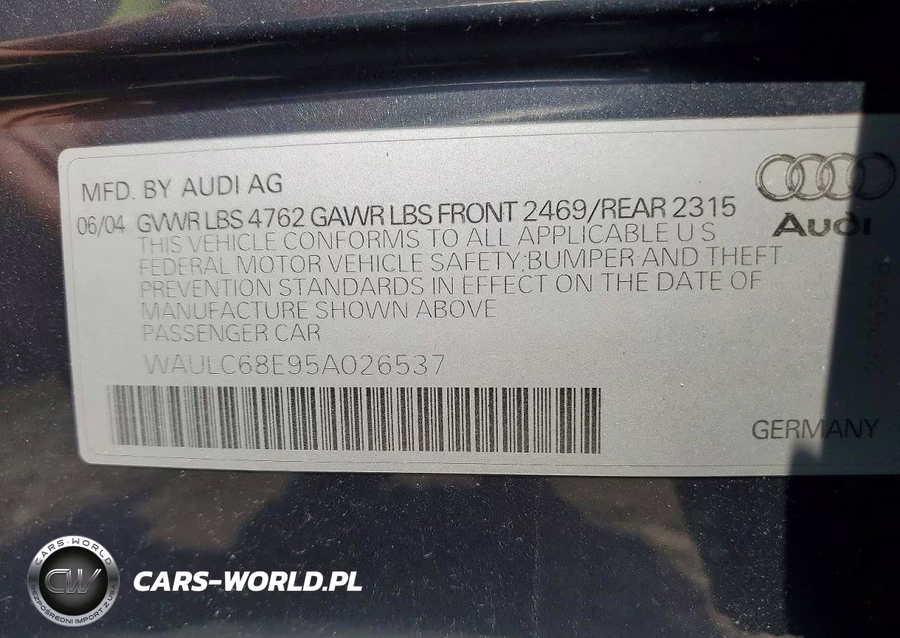 2005 Audi A4 VIN:WAULC68E95A026537 - 12