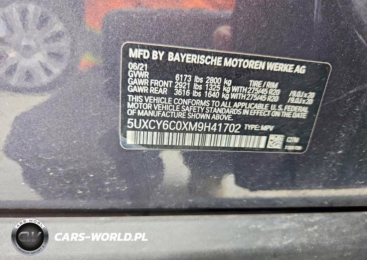 2021 BMW X6 xDrive40I VIN:5UXCY6C0XM9H41702 - 14