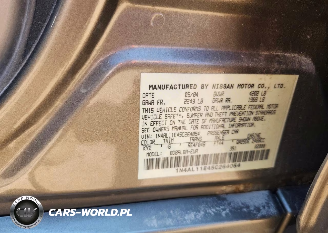 2005 Nissan Altima S VIN:1N4AL11E45C264054 - 12