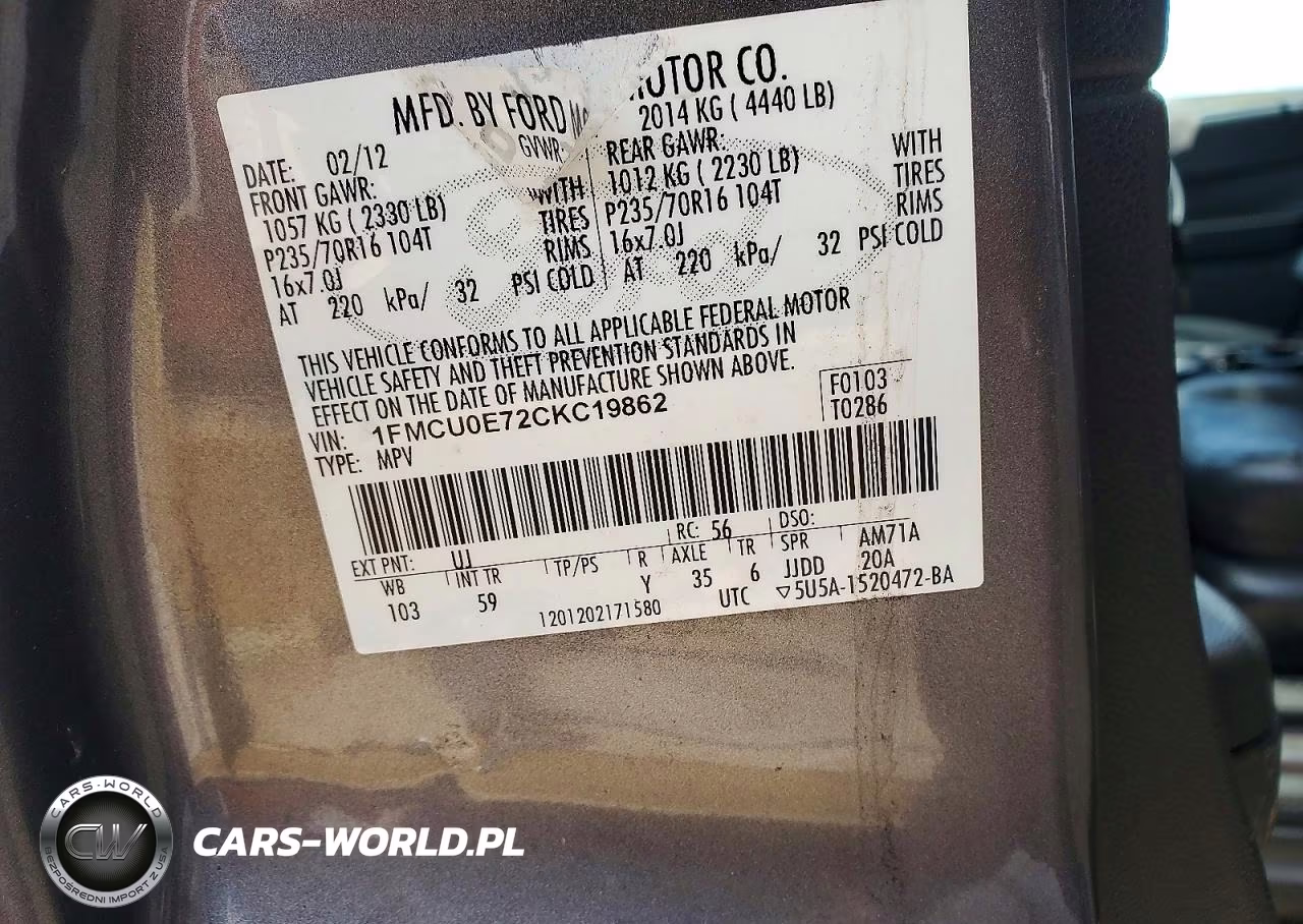 2012 Ford Escape VIN:1FMCU0E72CKC19862 - 12