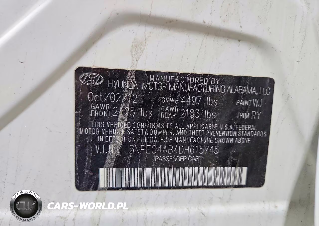 2013 Hyundai Sonata Limited 2.0T VIN:5NPEC4AB4DH615745 - 12