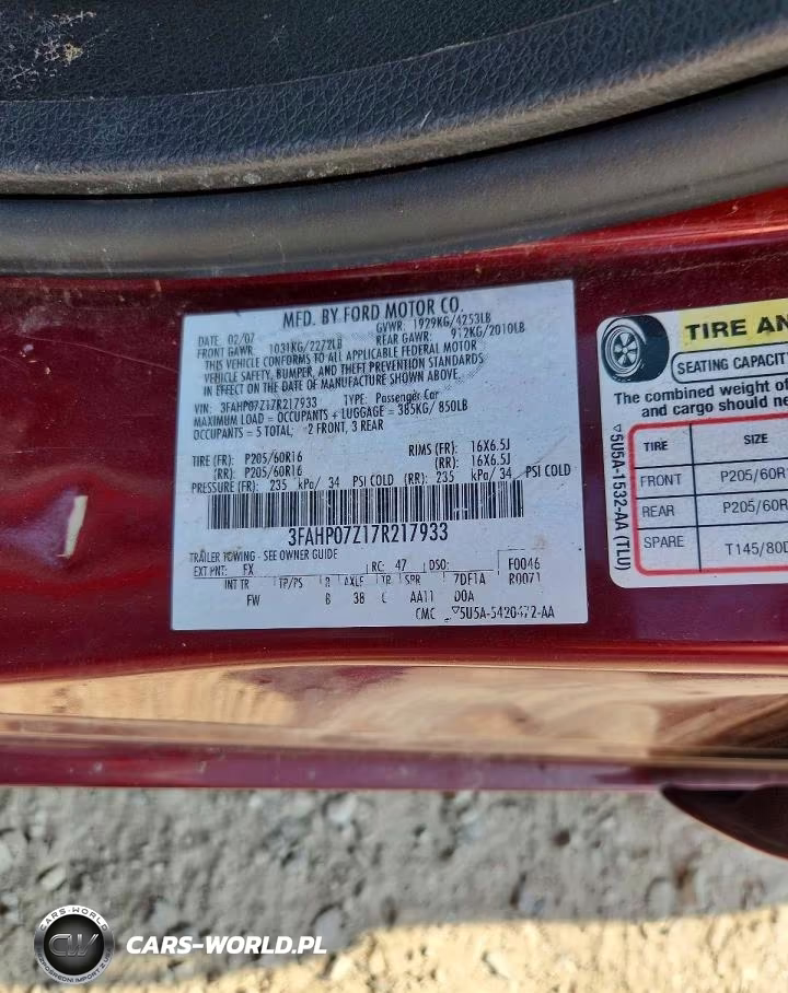 2007 Ford Fusion Se VIN:3FAHP07Z17R217933 - 13