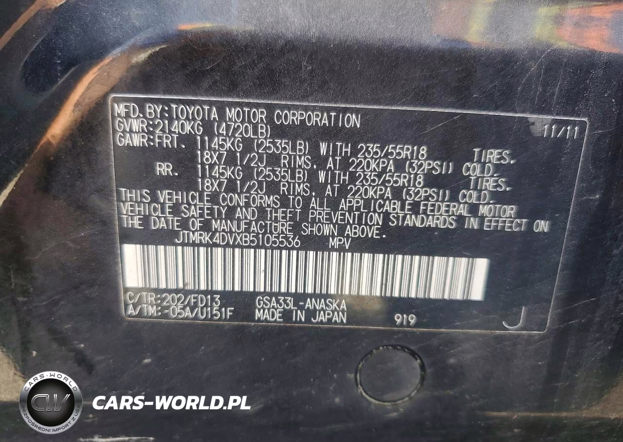 2011 Toyota Rav4 Sport VIN:JTMRK4DVXB5105536 - 13