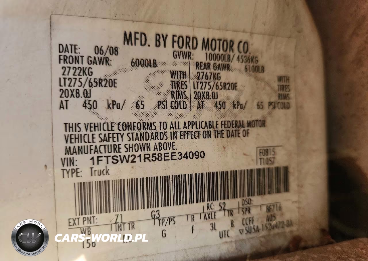 FORD F250 VIN:1FTSW21R58EE34090 - 12