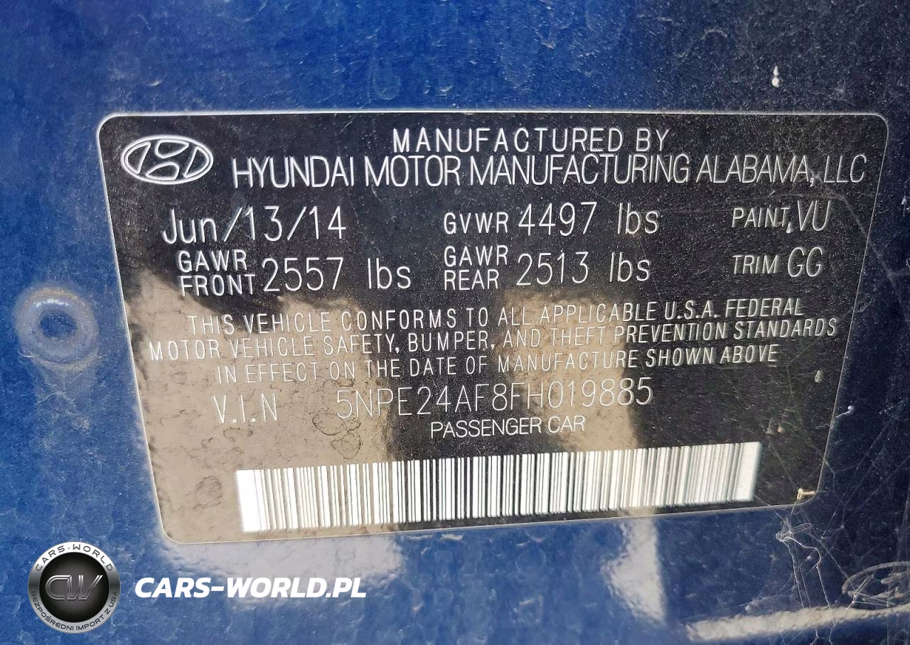 2015 Hyundai Sonata Se VIN:5NPE24AF8FH019885 - 12