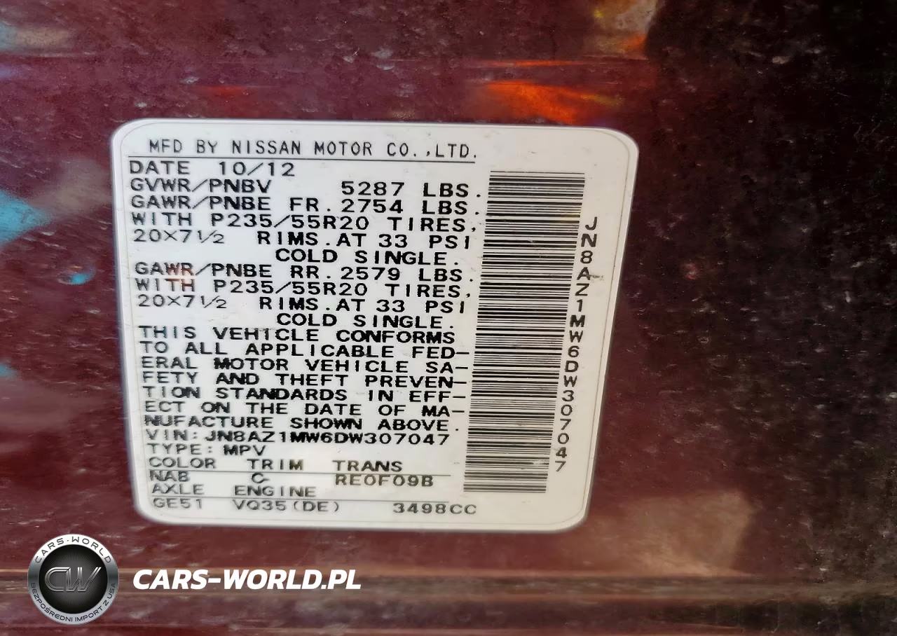 2013 Nissan Murano S VIN:JN8AZ1MW6DW307047 - 13
