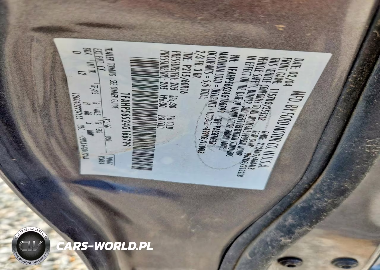 2004 Ford Taurus Sel VIN:1FAHP56S24G166799 - 12