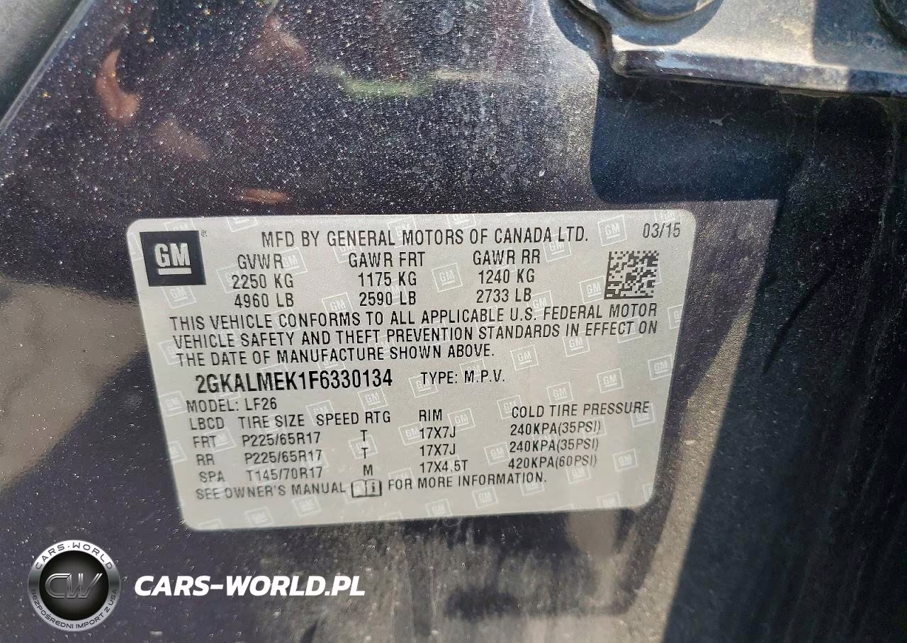 2015 GMC Terrain Sle VIN:2GKALMEK1F6330134 - 12