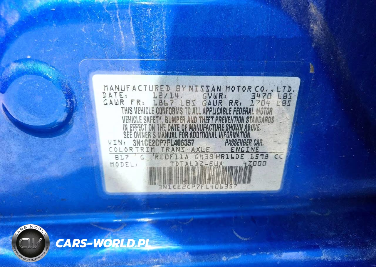 2015 Nissan Versa Note Sv VIN:3N1CE2CP7FL406357 - 12