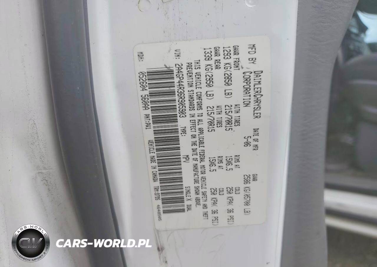 2006 Chrysler Town & Country Lx VIN:2A4GP44R36R905903 - 13