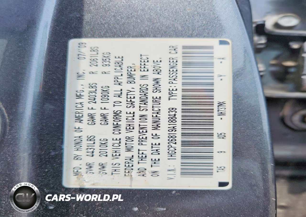 2009 Honda Accord Exl VIN:1HGCP26819A188439 - 12