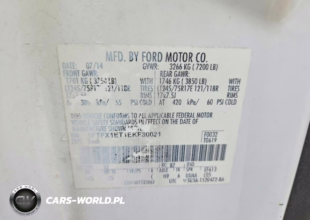 FORD F150 SUPER VIN:1FTFX1ET1EKF30021 - 12