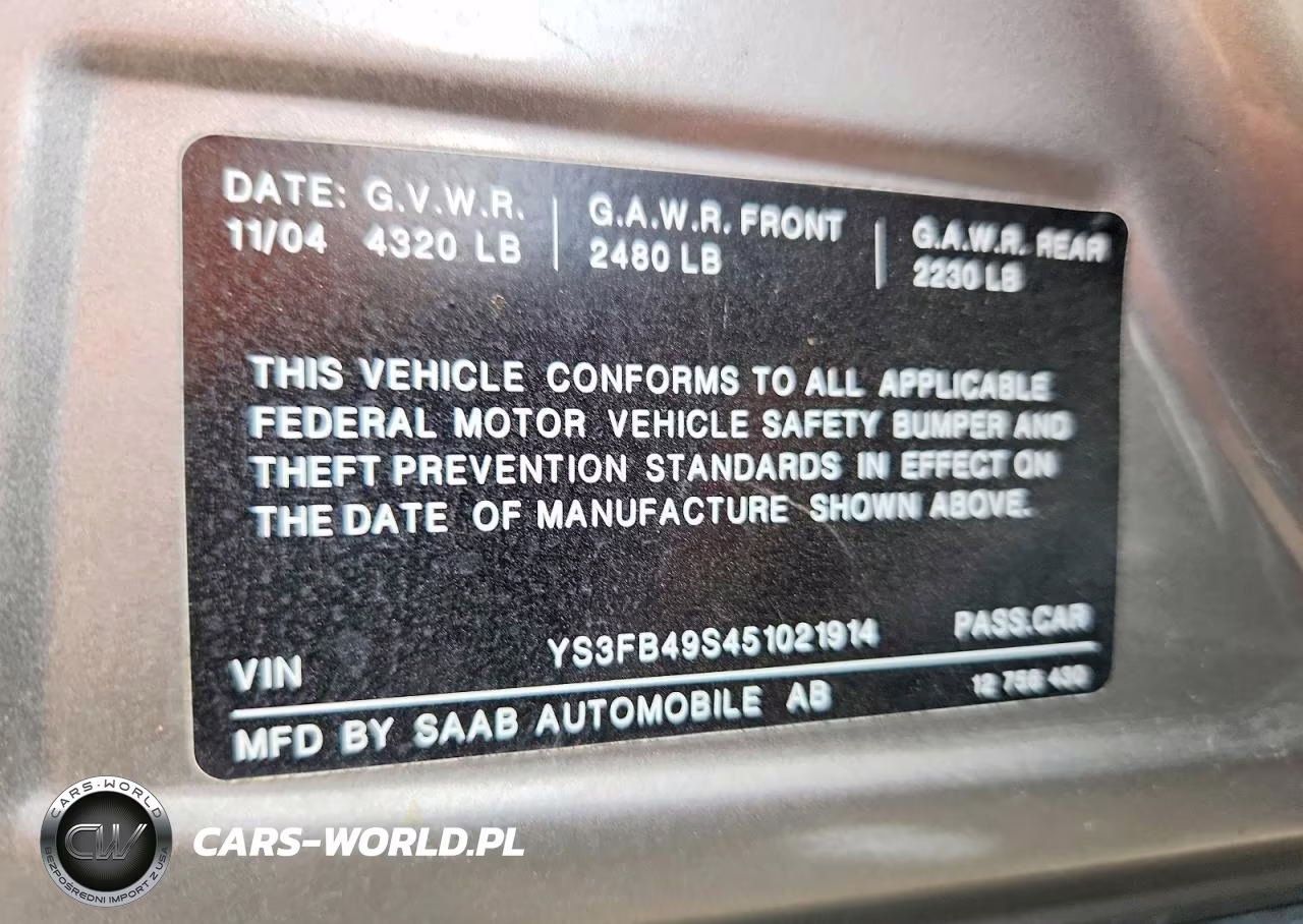 2005 Saab 9-3 Linear VIN:YS3FB49S451021914 - 13