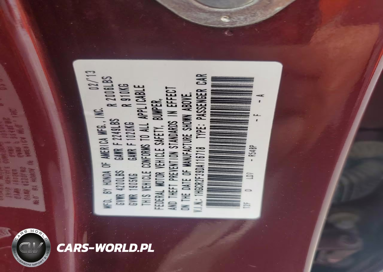 2013 Honda Accord Lx VIN:1HGCR2F39DA116718 - 12