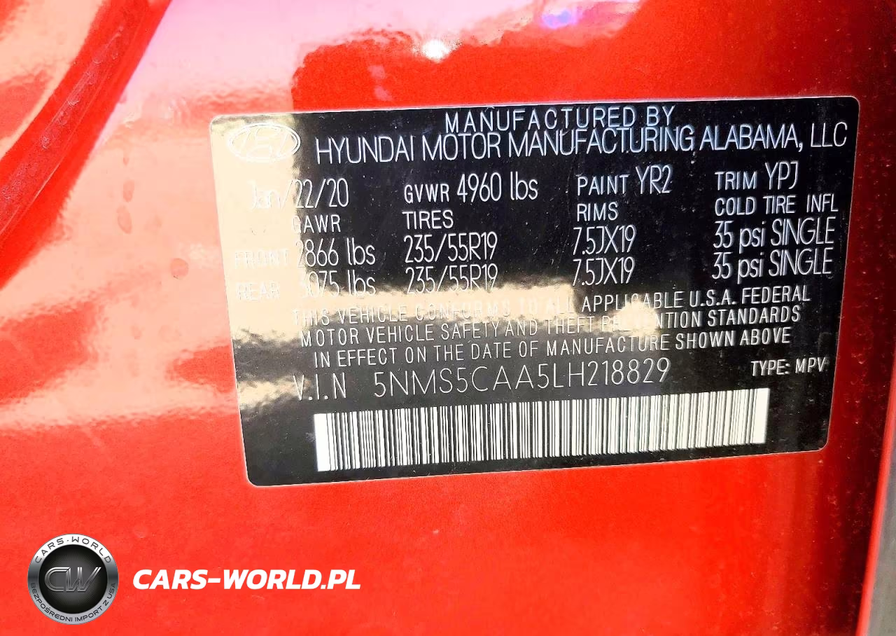2020 Hyundai Santa Fe Limited 2.0T VIN:5NMS5CAA5LH218829 - 13