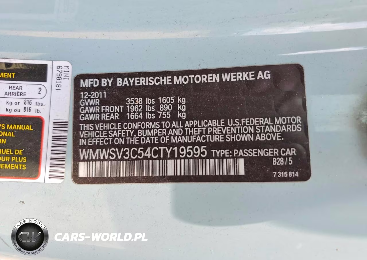 2012 Mini Cooper S VIN:WMWSV3C54CTY19595 - 12