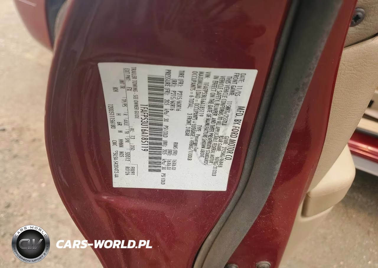 2006 Ford Taurus Se VIN:1FAFP53U16A185119 - 12