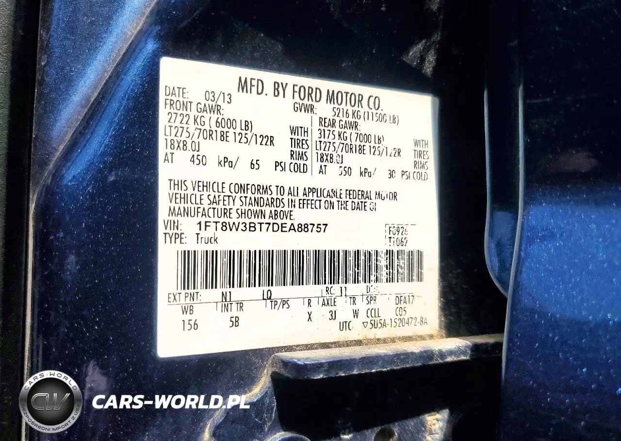2013 Ford F350 Super Duty VIN:1FT8W3BT7DEA88757 - 13