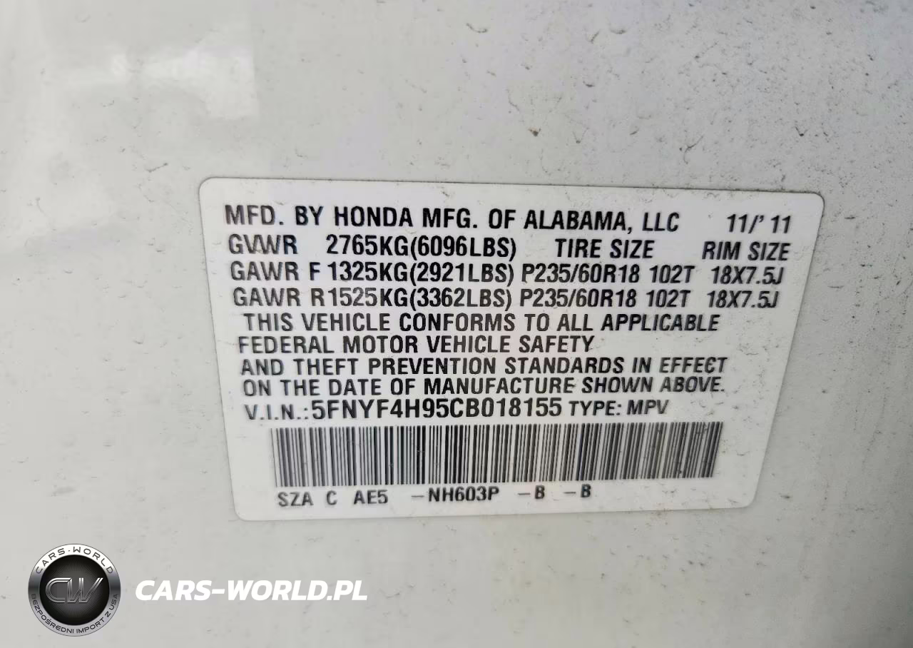 2012 Honda Pilot Touring VIN:5FNYF4H95CB018155 - 13