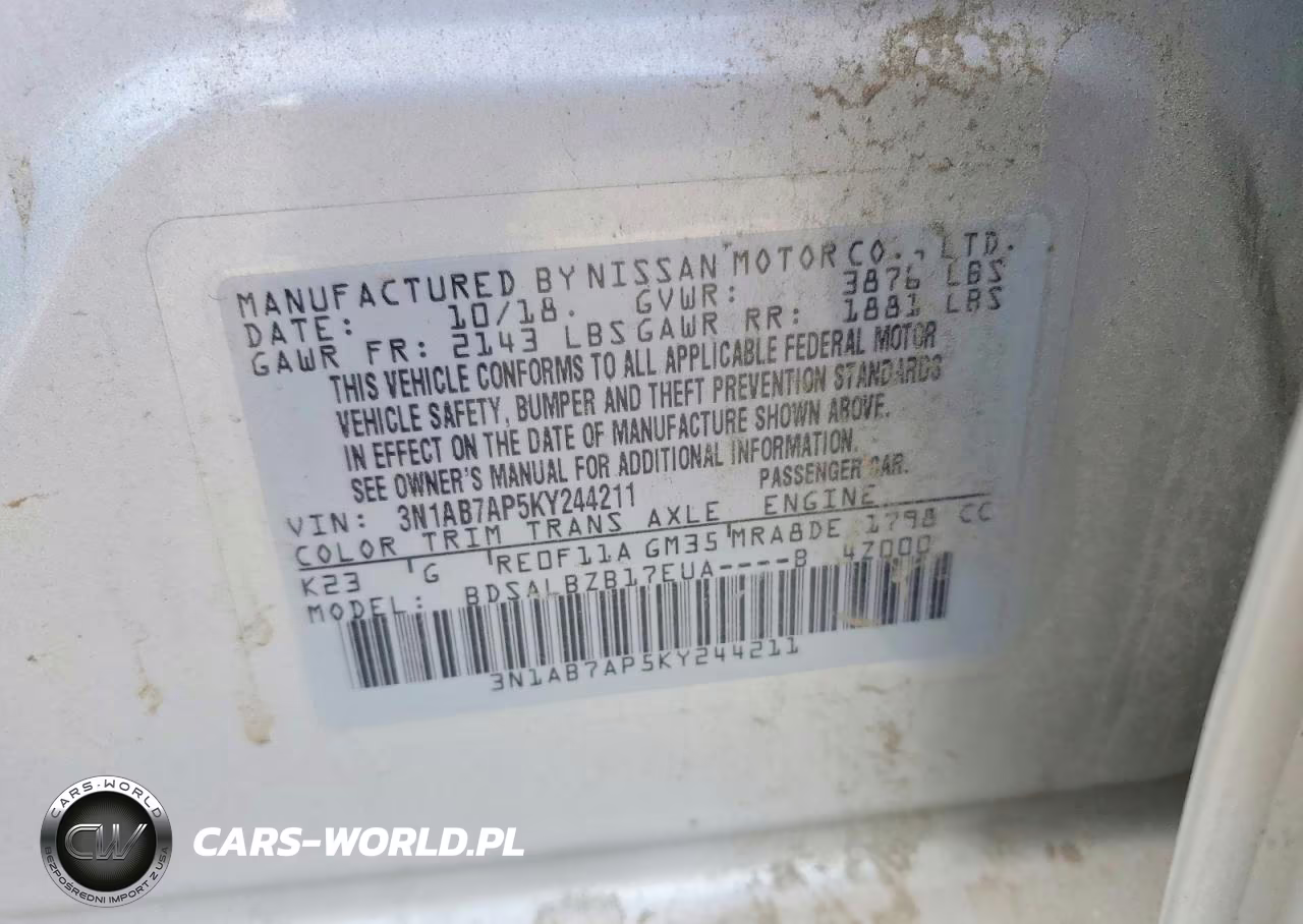 2019 Nissan Sentra S VIN:3N1AB7AP5KY244211 - 12