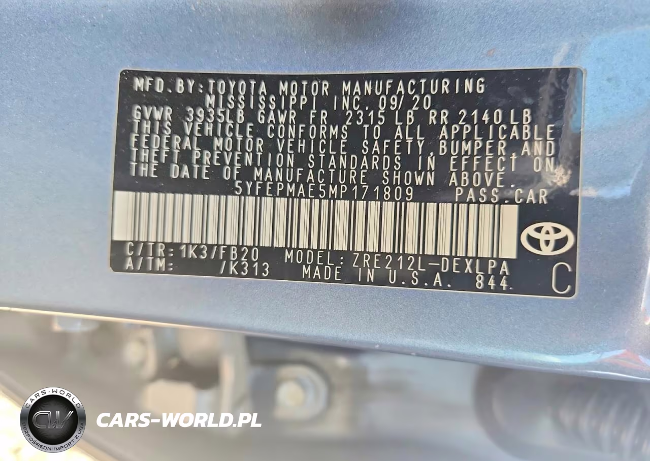 2021 Toyota Corolla Le VIN:5YFEPMAE5MP171809 - 12
