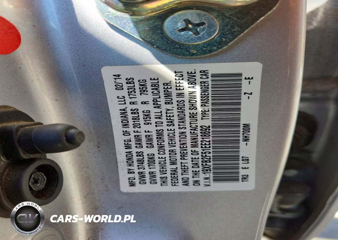 2014 Honda Civic Lx VIN:19XFB2F51EE218692 - 12