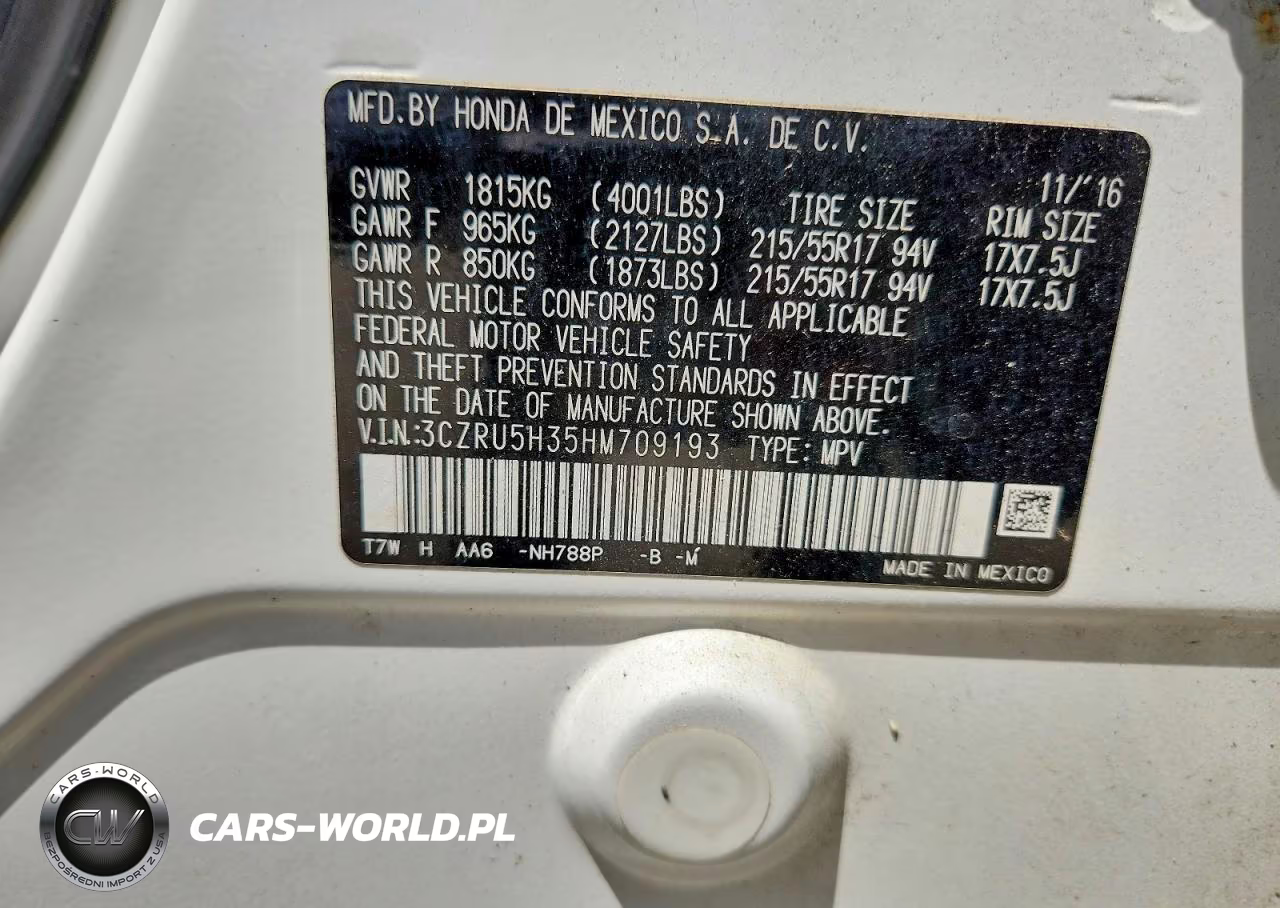 2017 Honda Hr-V Lx VIN:3CZRU5H35HM709193 - 14