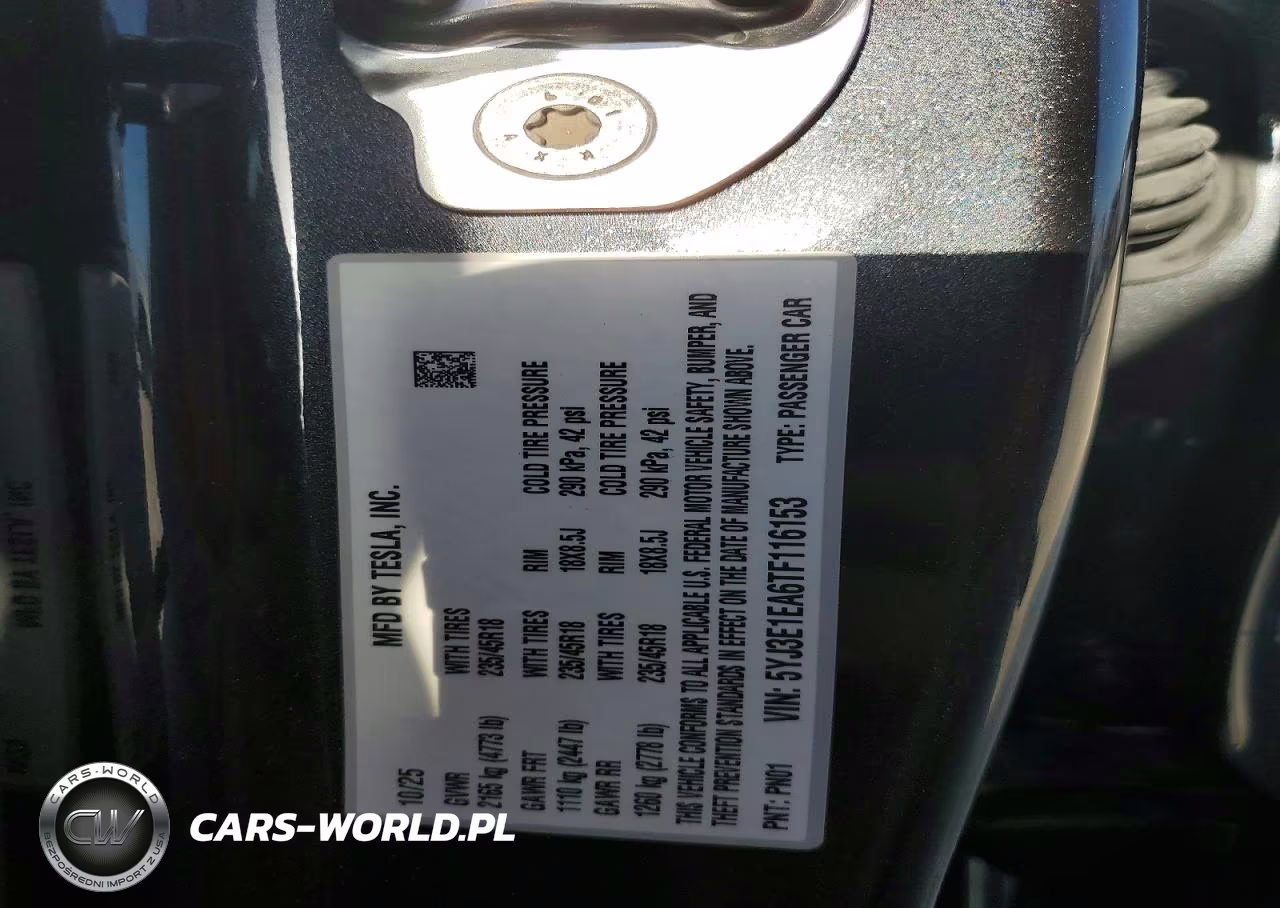 2026 Tesla Model 3 VIN:5YJ3E1EA6TF116153 - 12