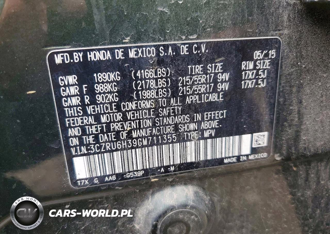 2016 Honda Hr-V Lx VIN:3CZRU6H39GM711355 - 12