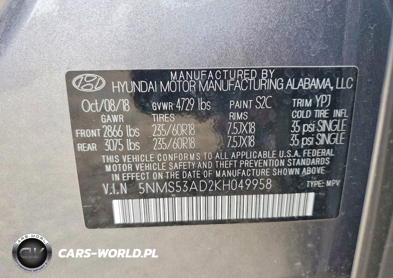 2019 Hyundai Santa Fe Limited-Ult VIN:5NMS53AD2KH049958 - 14