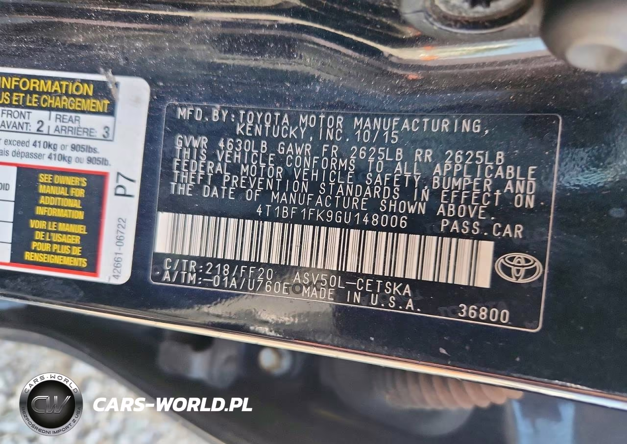2016 Toyota Camry Se VIN:4T1BF1FK9GU148006 - 12