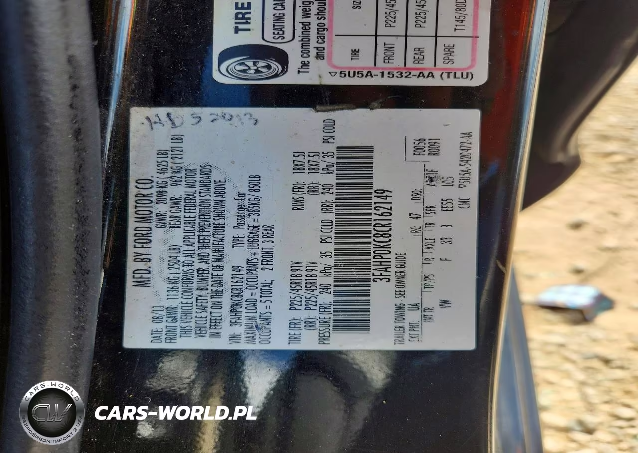 2012 Ford Fusion Sport VIN:3FAHP0KC8CR162149 - 12