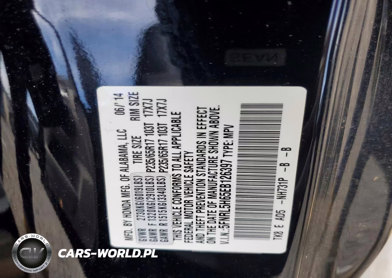 2014 Honda Odyssey Exl VIN:5FNRL5H65EB126397 - 13