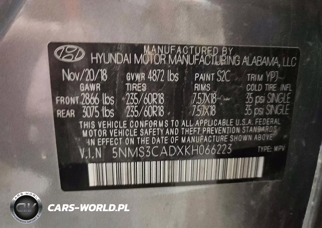 2019 Hyundai Santa Fe Sel Plus 2.4L VIN:5NMS3CADXKH066223 - 13