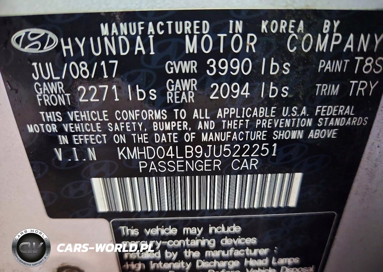 2018 Hyundai Elantra Sport VIN:KMHD04LB9JU522251 - 12