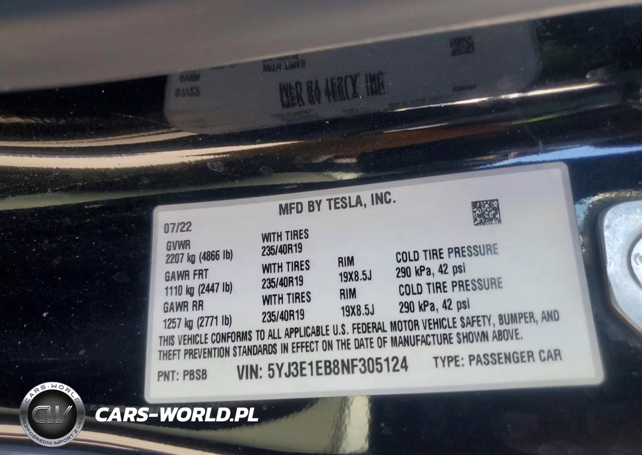 2022 Tesla Model 3 VIN:5YJ3E1EB8NF305124 - 12