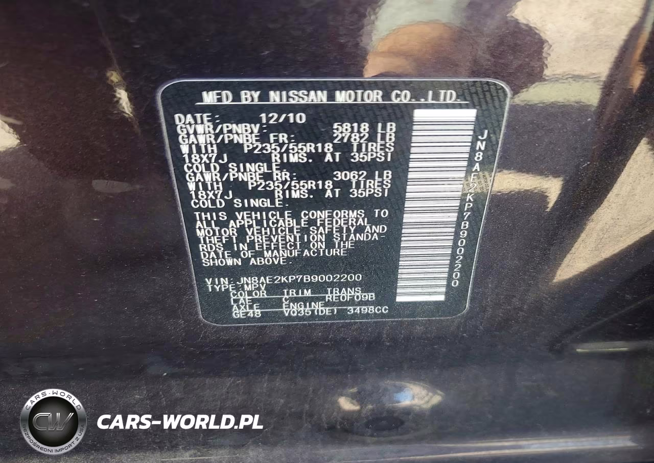 2011 Nissan Quest 3.5 S VIN:JN8AE2KP7B9002200 - 13